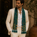 Teal Silk Scarf with Golden Ropes by Monzoro – view 17