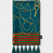 Teal Silk Scarf with Golden Ropes by Monzoro – view 2