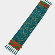 Teal Silk Scarf with Golden Ropes by Monzoro – view 3