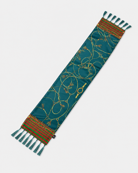 Teal Silk Scarf with Golden Ropes by Monzoro – view 3