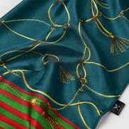 Teal Silk Scarf with Golden Ropes by Monzoro – view 4