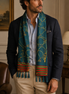 Teal Silk Scarf with Golden Ropes by Monzoro – view 5