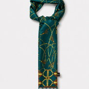 Teal Silk Scarf with Golden Ropes by Monzoro