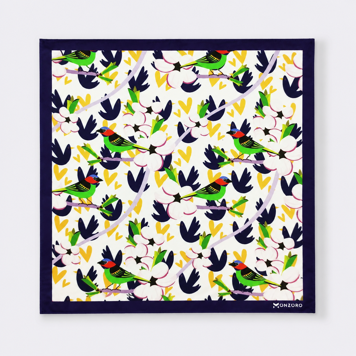Tropical Birds & Flowers- Silk Pocket Square by Monzoro – view 7