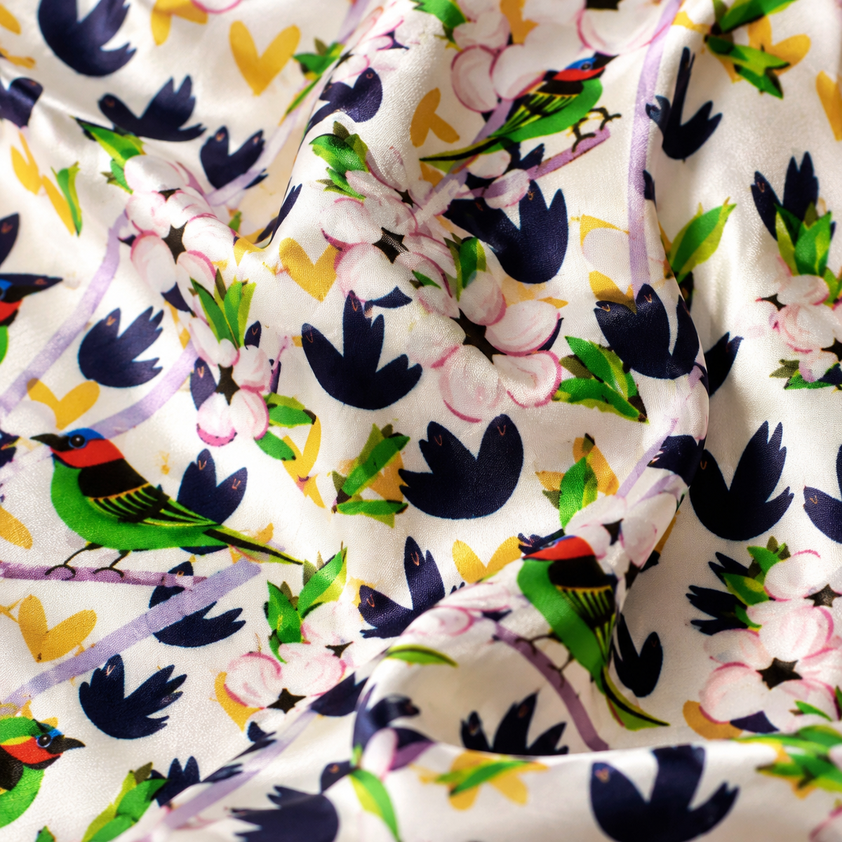 Tropical Birds & Flowers- Silk Pocket Square by Monzoro – view 9