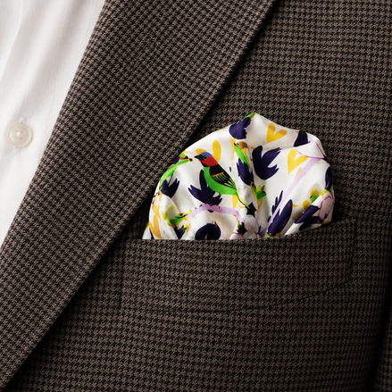 Tropical Birds & Flowers- Silk Pocket Square by Monzoro – view 12