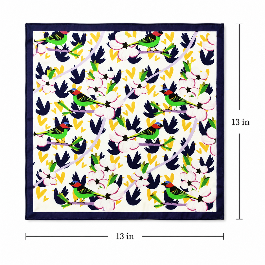 Tropical Birds & Flowers- Silk Pocket Square by Monzoro – view 14
