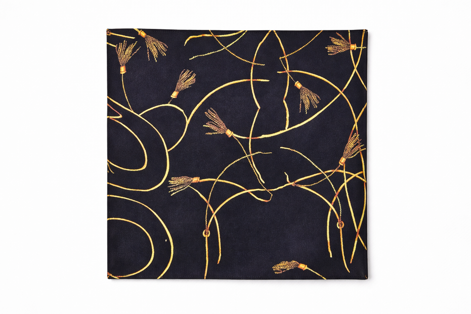 Vintage Black and Gold Stripes Silk Pocket Square by Monzoro – view 8