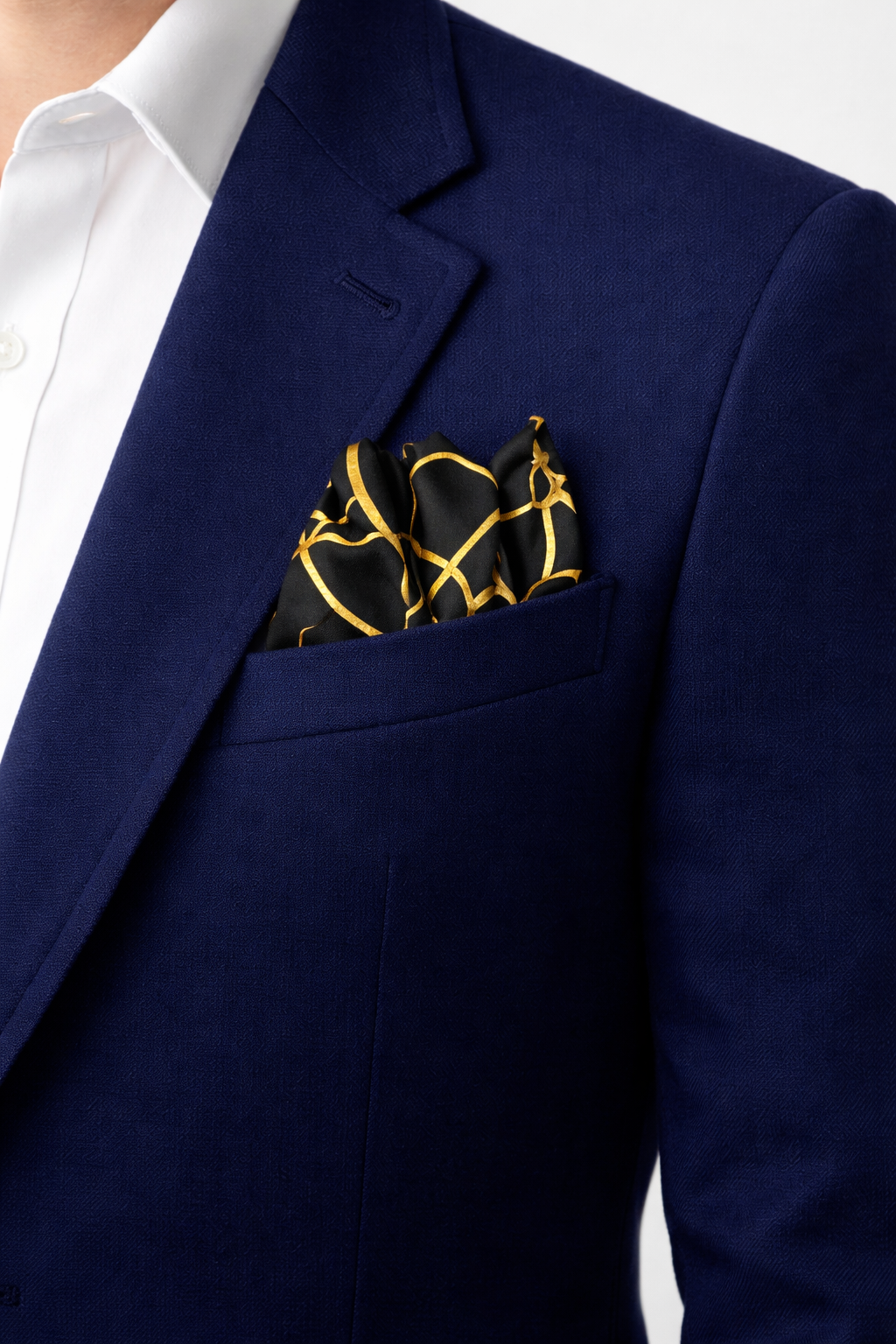 Vintage Black and Gold Stripes Silk Pocket Square by Monzoro – view 10