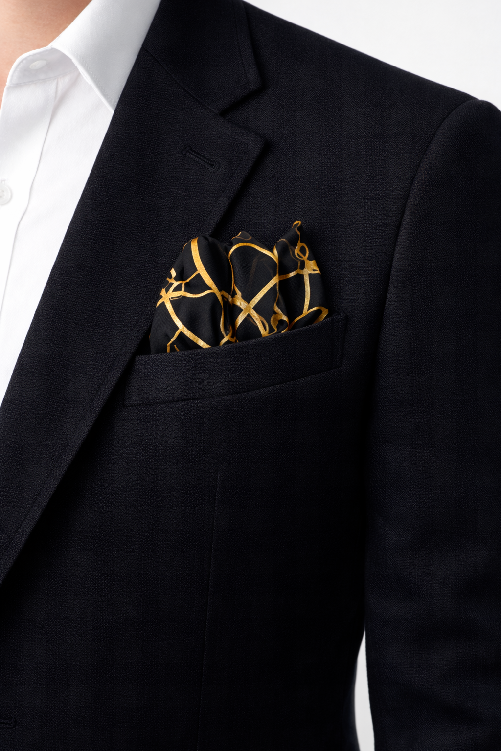 Vintage Black and Gold Stripes Silk Pocket Square by Monzoro – view 11