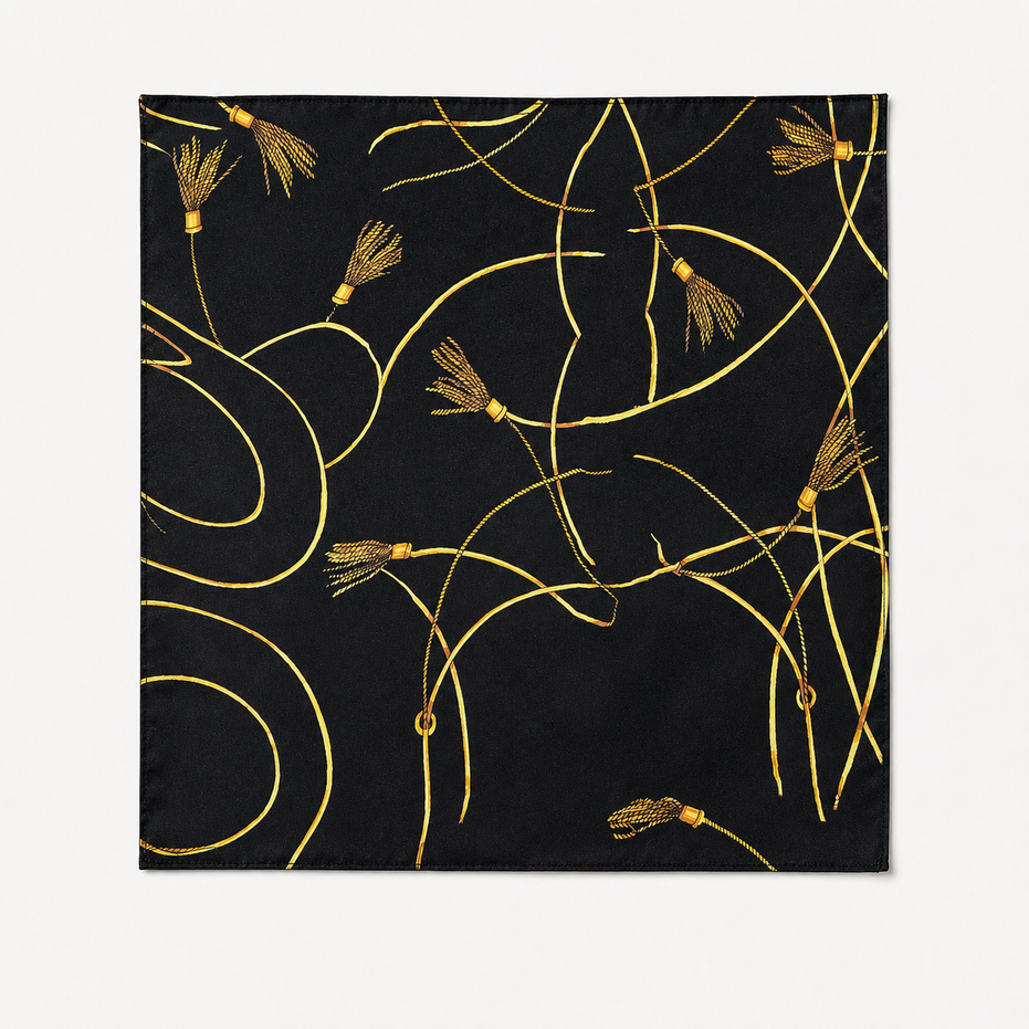 Vintage Black and Gold Stripes Silk Pocket Square by Monzoro – view 13