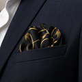 Vintage Black and Gold Stripes Silk Pocket Square by Monzoro – view 15