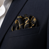 Vintage Black and Gold Stripes Silk Pocket Square by Monzoro – view 15