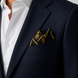 Vintage Black and Gold Stripes Silk Pocket Square by Monzoro – view 17