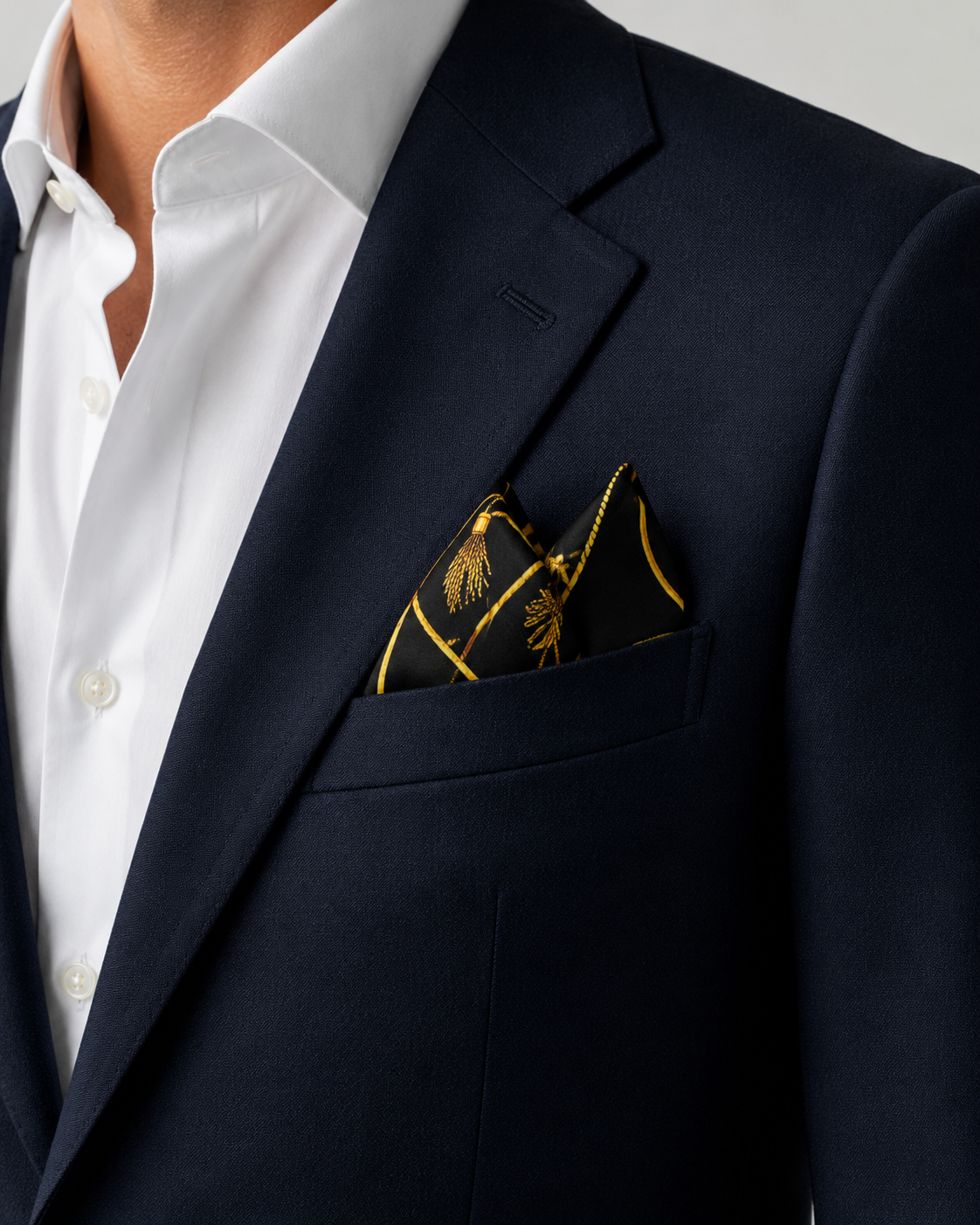 Vintage Black and Gold Stripes Silk Pocket Square by Monzoro – view 17