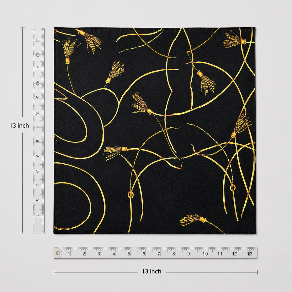 Vintage Black and Gold Stripes Silk Pocket Square by Monzoro – view 20