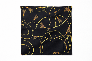 Vintage Black and Gold Stripes Silk Pocket Square by Monzoro
