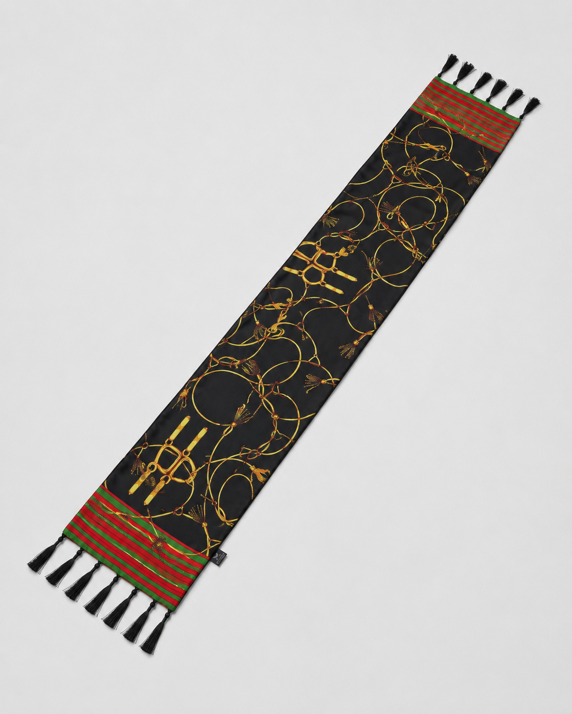 Vintage Black and Gold Stripes Silk Scarf by Monzoro – view 7