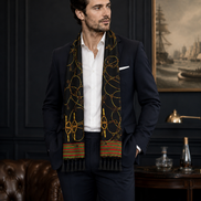 Vintage Black and Gold Stripes Silk Scarf by Monzoro – view 3