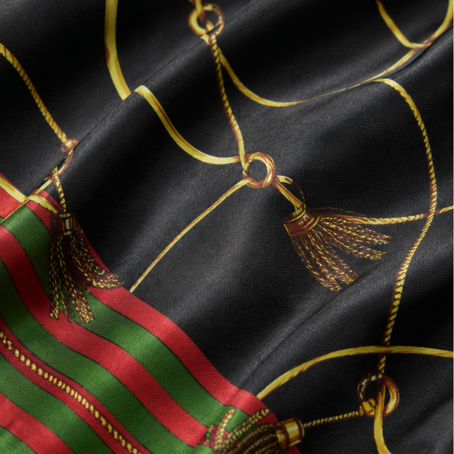 Vintage Black and Gold Stripes Silk Scarf by Monzoro – view 5