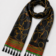 Vintage Black and Gold Stripes Silk Scarf by Monzoro