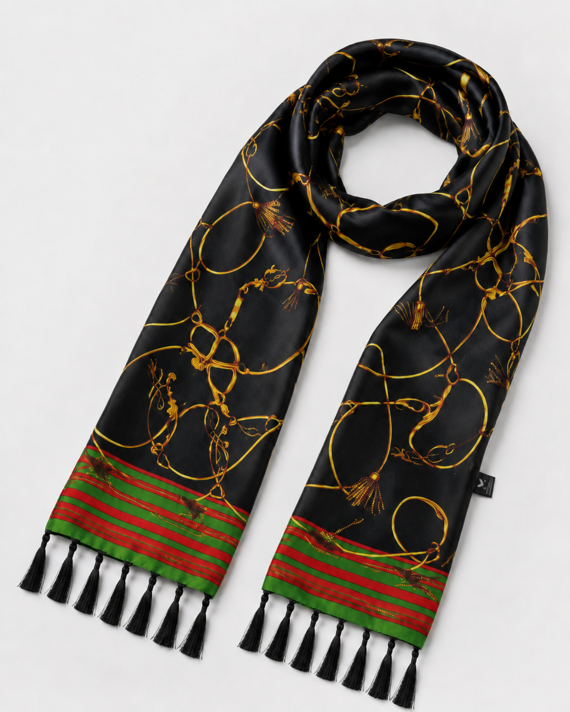 Vintage Black and Gold Stripes Silk Scarf by Monzoro
