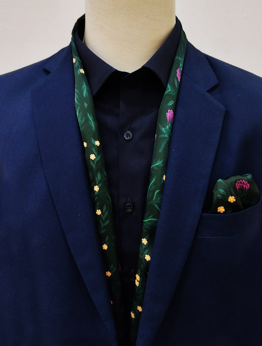 Scottish Thistle Vector Art - Silk Men Scarf and Pocket Square Set
