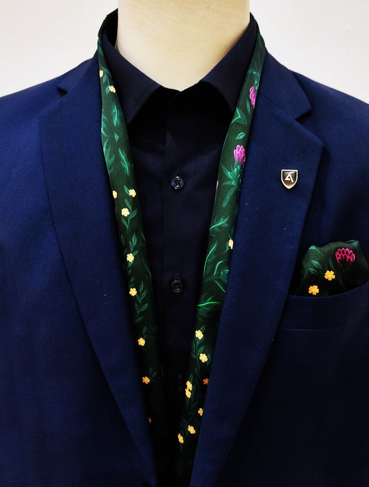 Scottish Thistle Vector Art - Silk Men Scarf Set