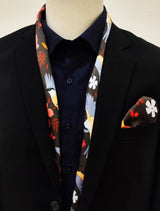 WINTER BIRDS AND AUTUMN LEAVES - SILK SCARf and pocket square set