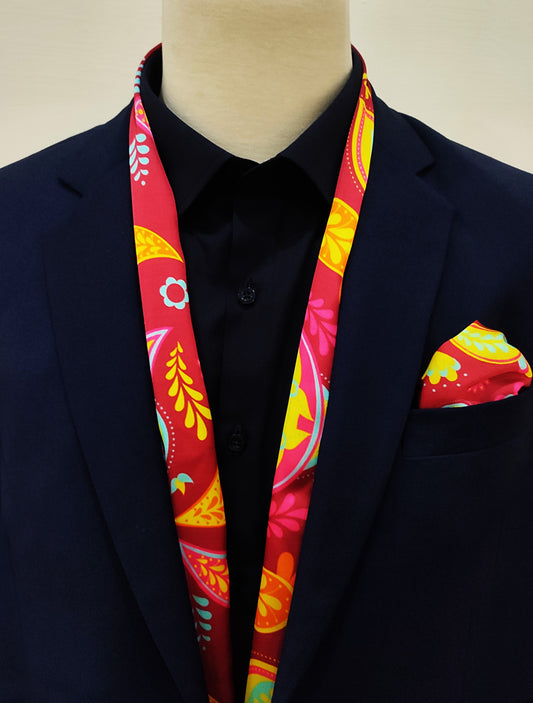 Paisley Shape Silk Men Scarf and Pocket Square Set
