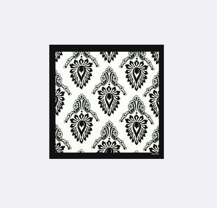 Black & White Turkish Floral - Silk Pocket Square by Monzoro