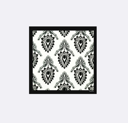 Black & White Turkish Floral - Silk Pocket Square