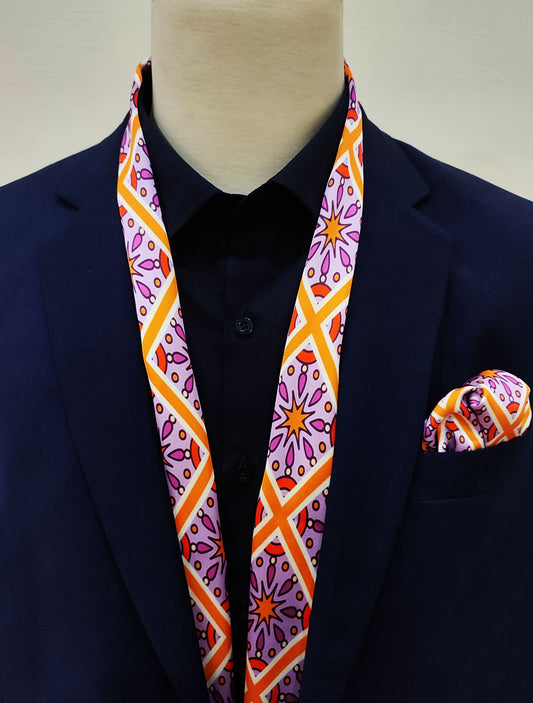 Retro Vintage - Silk Men Scarf and Pocket Square Set