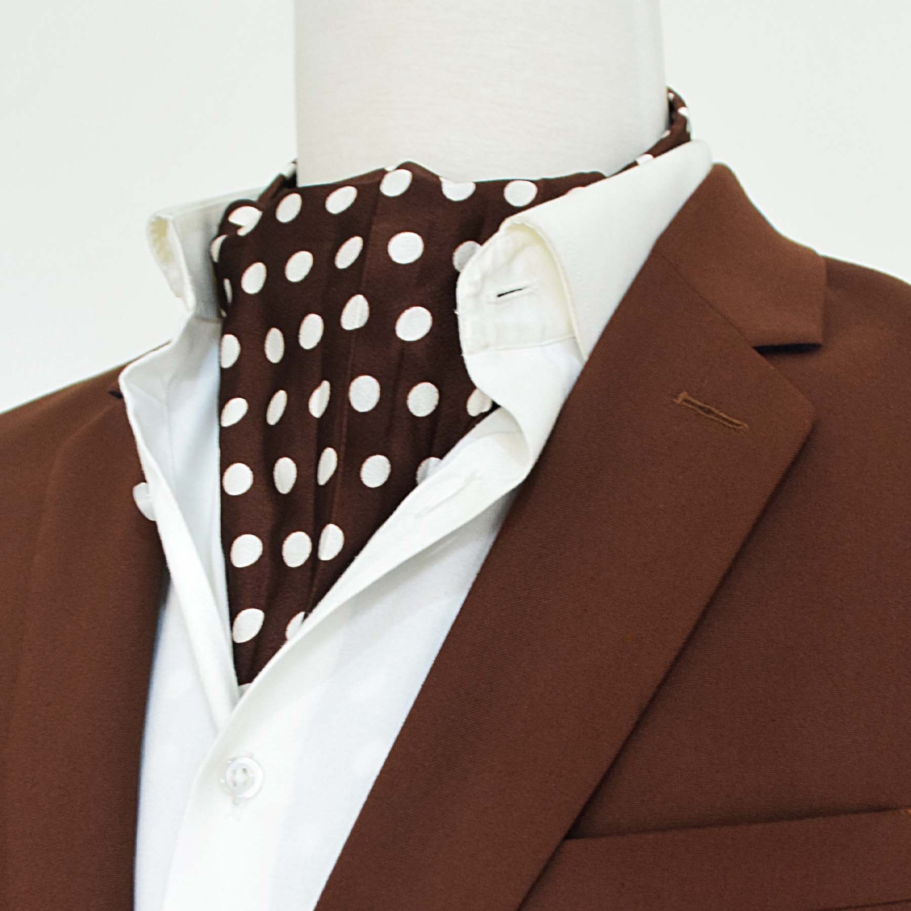 Coffee Base Polka - Silk Men Ascot by Monzoro – view 3