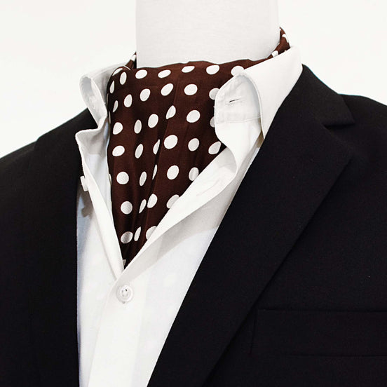 Coffee Base Polka - Silk Men Ascot by Monzoro – view 2