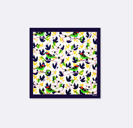 Tropical Birds & Flowers- Silk Pocket Square