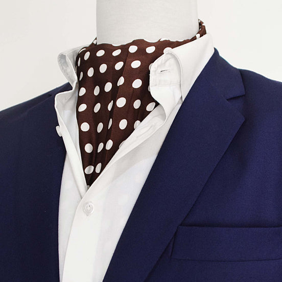 Coffee Base Polka - Silk Men Ascot by Monzoro