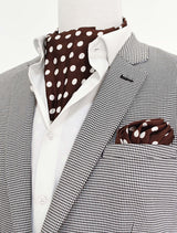 Coffee Base Polka - Men Silk Ascot and  Pocket Square