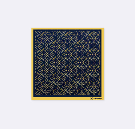 Navy and Gold Rugs Silk Pocket Square by Monzoro