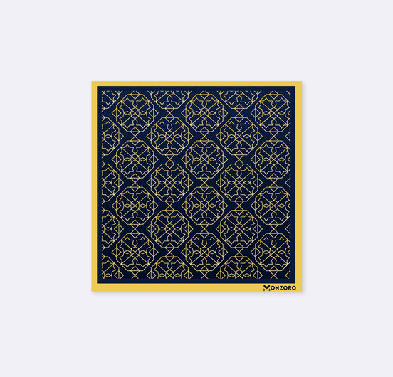 Navy and Gold Rugs Silk Pocket Square by Monzoro