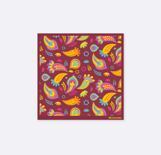 Paisley Shape Silk Pocket Square by Monzoro