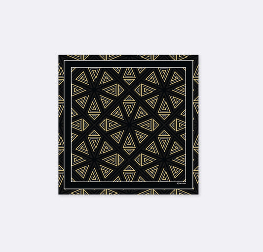 Black & Gold Geometric - Silk Pocket Square