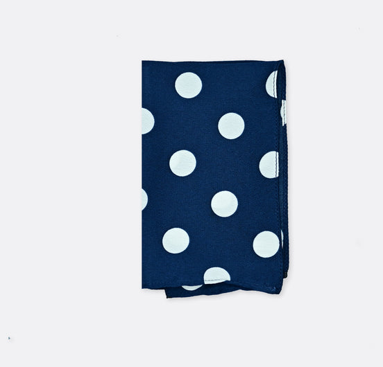 Navy Polka Silk Pocket Square by Monzoro – view 2