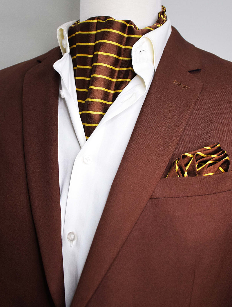 Yellow Cane Hazel Silk Ascot & Pocket Square Set