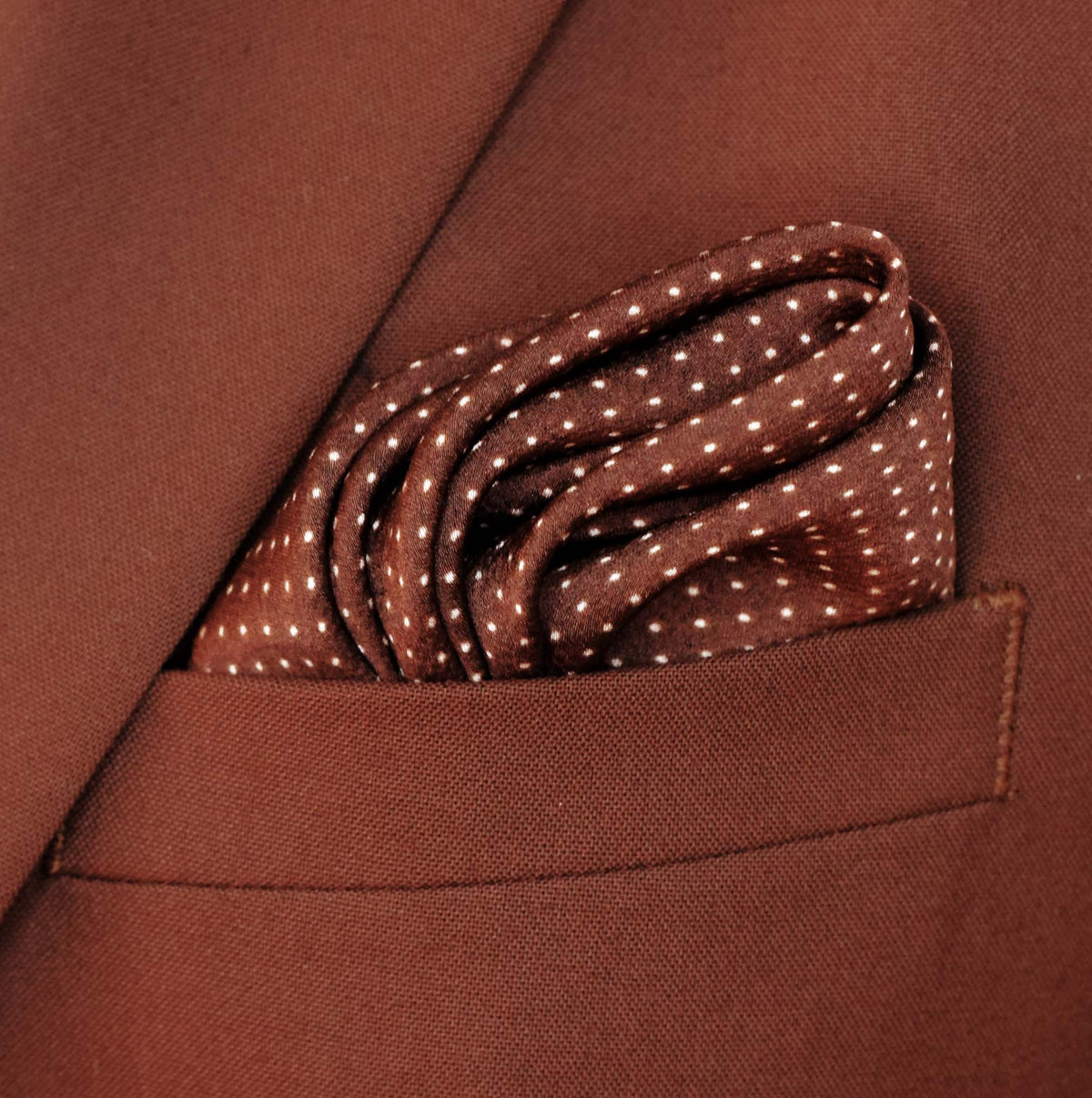 Brown Dot Polka - Silk Pocket Square
