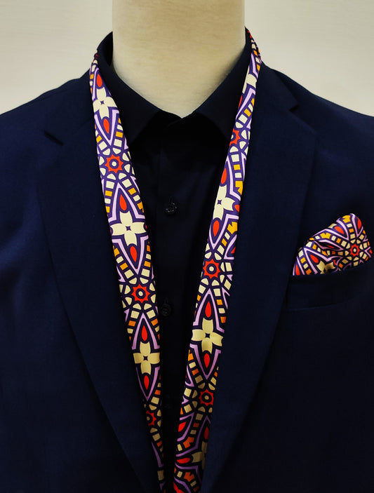 Colourful Abstract Art - Silk Men Scarf and Pocket Square Set
