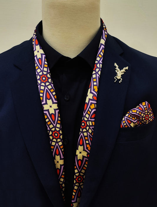 Colourful Abstract Art - Silk Men Scarf and Pocket Square Set