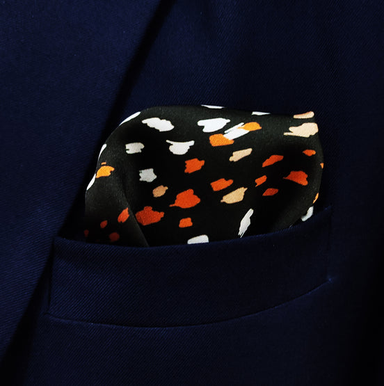 Winter Black Pattern Silk Pocket Square by Monzoro – view 2