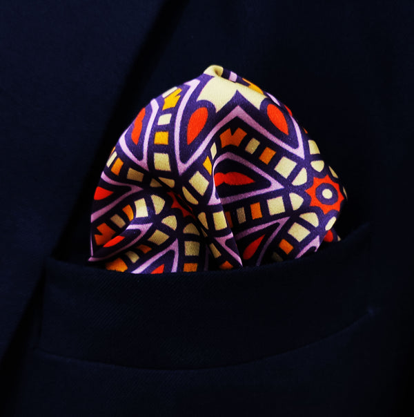 Colourful abstract art silk pocket square