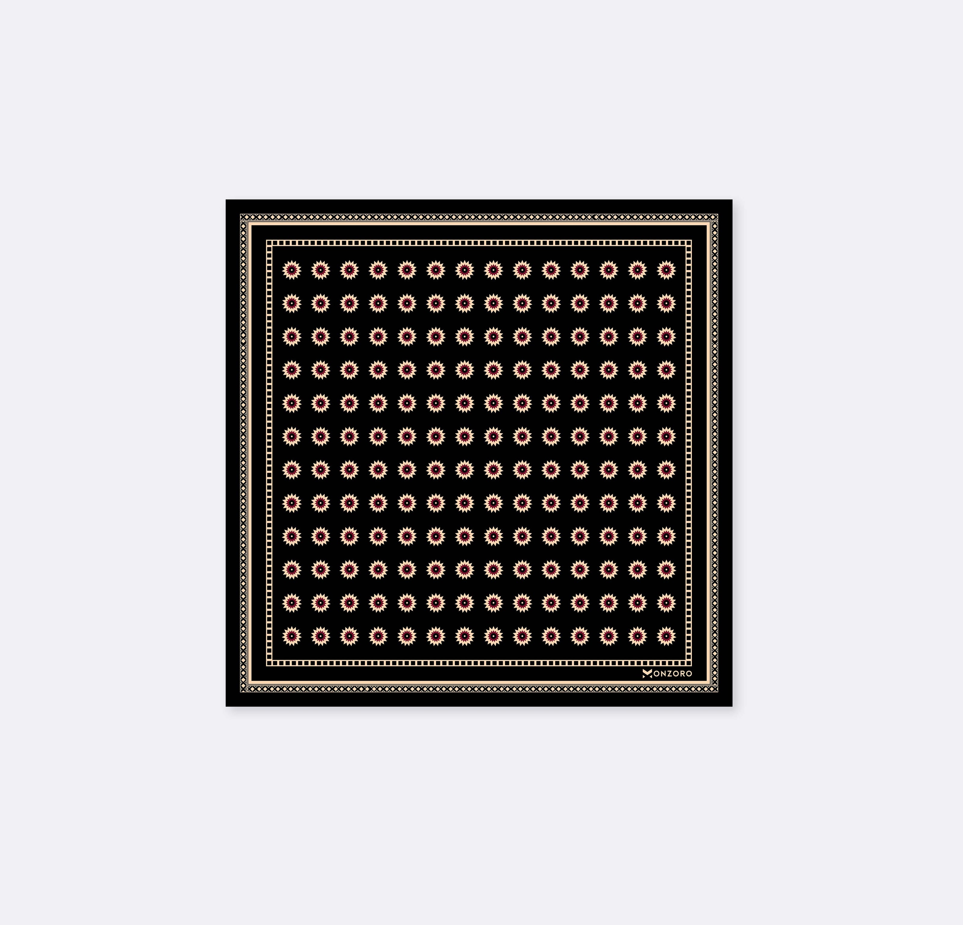 Black & Gold Reversible Silk Pocket Square by Monzoro
